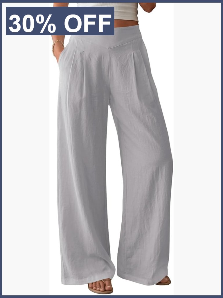 Wide Leg Linen Pants Elastic Waist Lounge Travel Pants Summer Casual